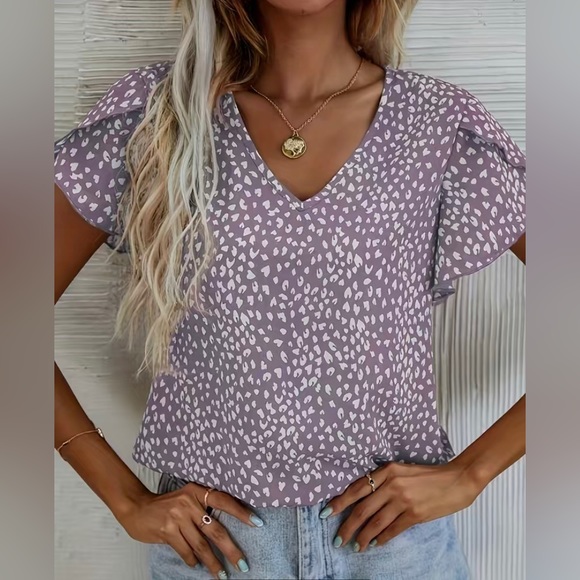 Women’s Leopard Print V Neck Blouse - Picture 1 of 3